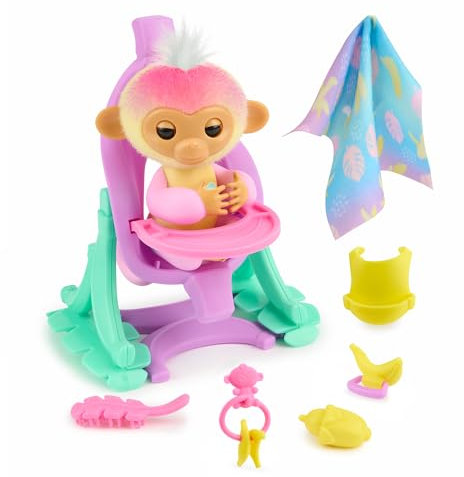 Fingerlings Juego Interactivo de bebé Mono 2023 con Cuna y Silla Alta 2 en 1, y 6 Accesorios (a Partir de 5 años)