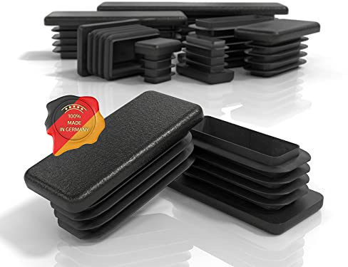 PD® Lamellenstopfen 60x30 mm Rechteckrohr - Endkappen schwarz | 10 Stück | Endkappen Rechteckig aus PE Kunststoff | Rohrstopfen zur Rohrabdeckung von Metallrohr & Aluprofil | Rechteckstopfen schwarz