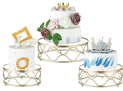 NUPTIO Gold Kuchenständer Rund Tortenständer: Set 3 Stück Cupcake Ständer Metall Dessert Display Tablett mit Acrylplatte für Hochzeit Geburtstag Party Baby Dusche Weihnachten Dekorationen