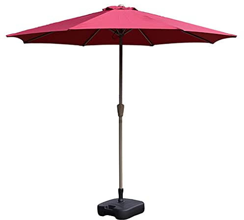 VIROYA Sonnenschirm Strandschirm Gartenschirm mit Sockel, 270 cm roter Tisch-Marktschirm, leicht zu öffnen, Sonnenschirm Terrasse Marktschutz gut, a, A