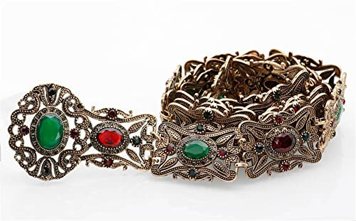Cinturón tradicional marroquí caftán de longitud ajustable, cadena de eslabones de metal, joyería para vestido de novia