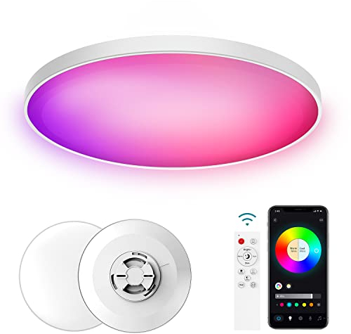 Birnetek® Deckenlampe LED 30W, RGB Deckenleuchte Rund 2700K-6500K, Dimmbar, Kompatibel mit Alexa, APP-Steuerung, Fernbedienung, für Schlafzimmer, Wohnzimmer, Kinderzimmer