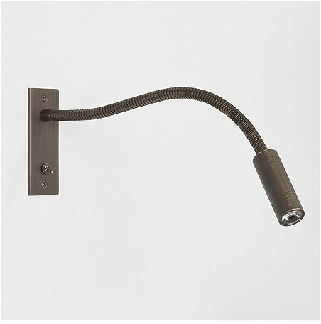 Gooseneck Flexible Tube 360° Adjustable Bedside Wall Light Reading Lamp, LED Bedside Recessed Hardwired Wall Sconce Decoration for Bedroom Headboard Study Room Spotlight (Color : Brushed Bronze)
