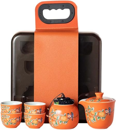 LeGDOr Chinesisches Kungfu-Tee-Set, Keramik-Teekanne und 4 Teetassen, Reise-tragbare Tee-Box, für Unternehmen Jahresversammlung Business Begleiter Geschenk
