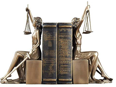 PacuM Statua della Bilancia della Giustizia, Dea Romana Fermalibri Figurina in Resina Ottimo per Scultura Avvocato Procuratore Giudice, Finitura Bronzo-Dorato 11x13.5x26cm(4x5x10 Pollici) Regalo N