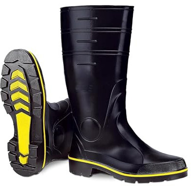 Scheibler Gummistiefel Herren - Arbeits-Stiefel Herren wasserdicht - Regenstiefel aus Nitril - Rain Boots Men mit rutschfester Sohle und Kälteschutz - Gummi-Stiefeletten Herren - schwarz