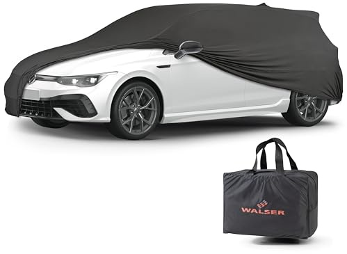 WALSER Telo Copriauto da Interno Elasticizzato Indoor Stretch - Morbido e Antipolvere, Copertura Protettiva per Auto Station Wagon, Protezione Completa in Garage, Misura 4 nero