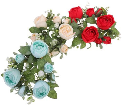 Warmhm 3St Rosenkerzengirlande Hochzeitsdekoration Kerzenhalter Kerzenständerkränze Kerzenringe zum Valentinstag Weihnachtsgirlande Türkranz vorn hängender Kranz Kranzring