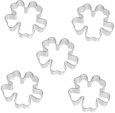 Mikinona 5stücke Teiliges Vierblättriger Kleeblatt-ausstecher Aus Edelstahl Für Kekse Backformen Für -bäckerei Für Kleine Kuchen Und Muffins Für Patrick Day Und Backliebhaber