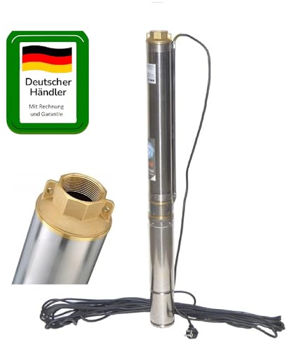 PAG Turbo GmbH® - 3,5 90mm Tiefbrunnenpumpe Brunnenpumpe 6,3-13bar sandresistent bis 5% 6300L/h - 0,8kW bis 1,5kW - 230V (3,5SDM 3-15)