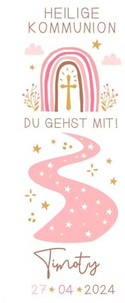 MilaBoo® Personalisierte Kerzentattoos für Taufe, Kommunion, Konfirmation, Hochzeit - 2er Set Wasserschiebefolie - Handgefertigt in Deutschland (rosa)