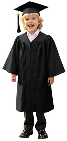 Feelcrag Graduation Cap and Gown Set for Kids Hat with Tassel Sash 2025 Shiny Nursery Graduation Outfit for Kids Comfortable Gown Tassel Set Girls T Shirt 3pcs