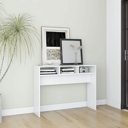 Homgoday Konsolbord Vit 105x30x80cm Spånskiva, Matbord, Köksbord Trädgårdsbord, Utomhusbord, Inomhus/Utomhusmöbler