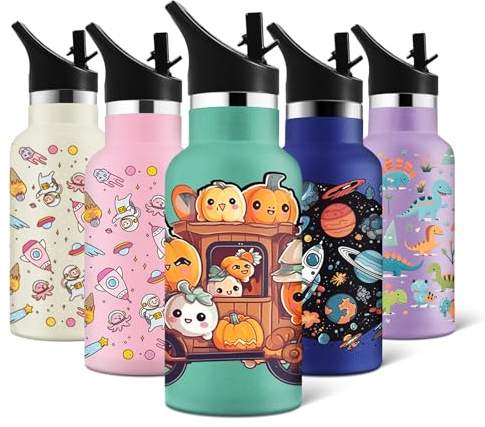 HoneyHolly Botella agua Acero Inoxidable, 350ML Sin BPA, Botella Termica, Reutilizable, Cantimplora, Aislamiento Al Vacío de Doble Pared, Botella Termica Niños, para Niños, Escuela, Deporte, Yoga