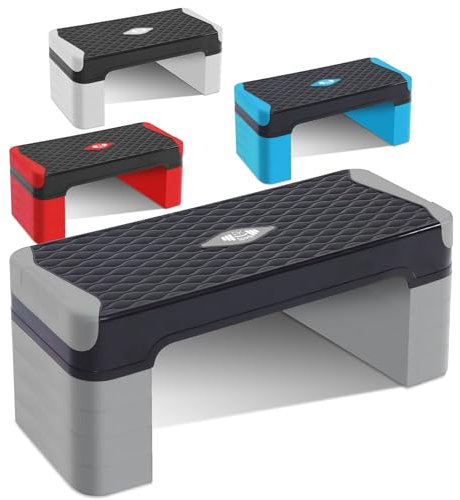 FK Sports Stepper for Exercise & Workout - 2 to 5 (10, 15, 20, 25 & 30 CM) Levels of Adjustable Height Aerobic Steps Platform Step up for Home & Gym, Indoor & Outdoor Mini Stepper (5 Levels Grey)