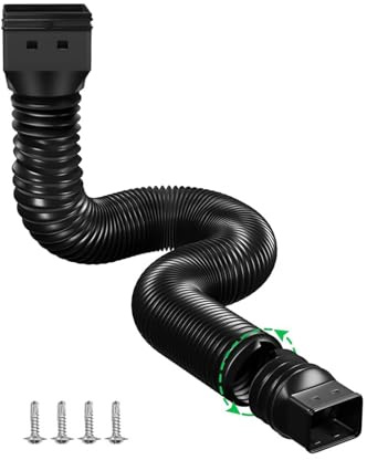 Bamyli Rain Gutter Downspout Extension Flexible Down Spout Extender,Black Drain Pipe Downspout Extender Fittings,Stretchable Flexible Downpipe Extension 21 to 60 Inch,1 Pack