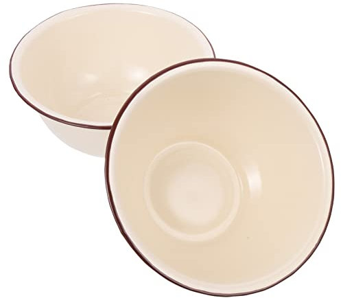 Hoement 2 Stück Emaille Schüssel 20cm Retro Küchenschüssel Mehrzweck Vertieft Emaille Waschbecken Vielseitig Für Lebensmittel Und Haushalt