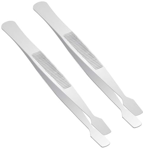 2 pinzas de acero inoxidable para coleccionar sellos, sellos de filatelia, herramientas de coleccionista, pinzas planas de precisión de punta ancha para sellos, documentos, desarrollo fotográfico