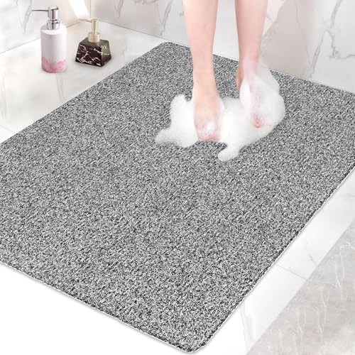 Duschmatta, halkfri, 80 x 100 cm – extra stor säkerhet, badkarsmatta med ventilationshål, mjuk komfort, PVC-luffamassage, halkfri matta för dusch, snabbtorkande