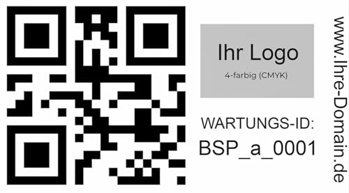 1000 Stück – QR-Code Etiketten fortlaufende Nummer Barcode Wartungsaufkleber inkl. Ihrem farbigen Logo | DIN A4 Made in Germany