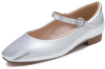 Feversole Women's Mary Jane Fashion Square Toe Padded Ankle Low Heel Slip On Flats