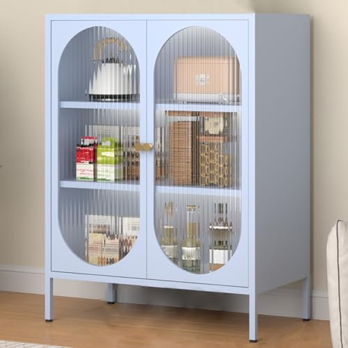 GLMGBP PC-Board-Vitrine, verstellbare Laminat-Vitrine, mehrere Farben zur Auswahl, einlagig, trägt ca. 80 Catties (Farbe: Blau, Größe: 31,4 x 15,7 x 40,1 Zoll)