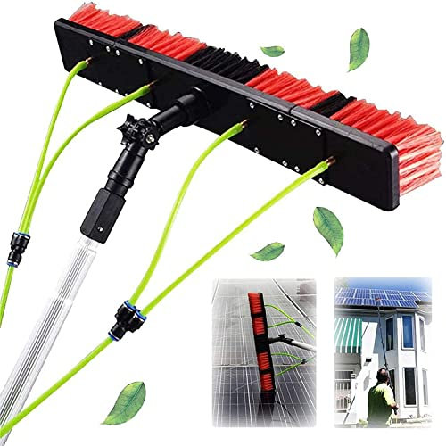 JYVDGGKKW Window Cleaning Pole, Water Fed Telescopic Brush, Extendable Solar Panel Water Spray Cleaning Brush Window Cleaner Kit/9M