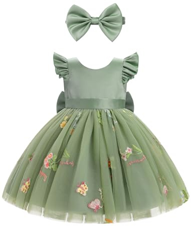 Odizli Taufkleid Baby Mädchen Sommer Prinzessin Tutu Tüllkleid + Stirnband Geburtstag Hochzeit Party Kleider