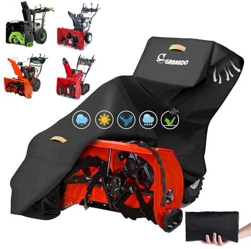 Snow Thrower Cover,Heavy Duty 420D Snow Blower Cover with Waterproof Strip,Air Vent,2 Reflective Handles,Windproof Buckle,Universal Protective Snow Blower Accessories for Two Stage Snow Thrower