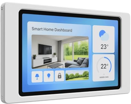 Cleverstation Tablet Wandhalterung für Lenovo Tab M8 (4. Generation, 8 Zoll, TB300) - Passgenauer & Flacher Rahmen für Smart Home Display & Dashboard - Feste Montage mit Kabelführung - Weiß