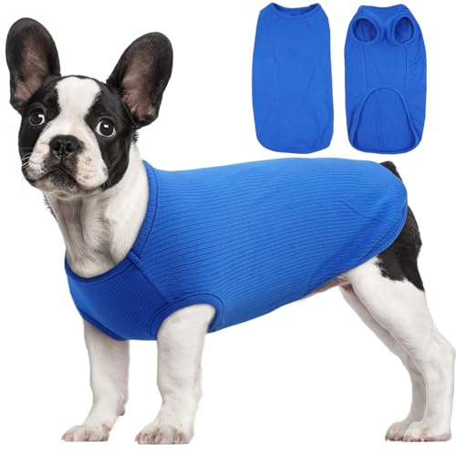 Hund T-Shirt für Kleine Hunde | Sommer Hundeshirt Atmungsaktiv & Leicht | Weich & Bequem, Rundhals Design | Sommer Hunde Kleidung | Zwergpudel, Jack Russell Terrier (Saphirblau M)