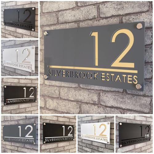 Numeri civici personalizzati per esterni, cartelli con indirizzo personalizzato per case, targhe per indirizzi, targa per cassetta postale, numero civico (40 x 20 cm)