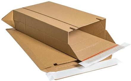 karton-billiger | 100x Versandtasche aus Karton Pappe Wellpappe, selbstklebend Aufreißfaden, DHL Kleinpaket, 350x250x80mm