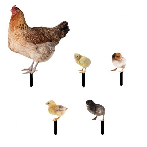 HJYDGJ 5 unidades de pollitos para jardín, diseño de gallinas, decoración de jardín, decoración de jardín, gallina, figura de gallina, figura de animales, pollos y jardín