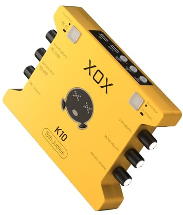 XOX K10 15Jubilee live sound card for gaming recording podcast teaching and k song. Streaming audio interface with 3.5/6.5 microphone,bluetooth and wireless OTG connect.