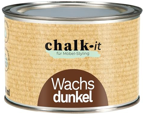 Chalk-it Möbelwachs 400ml Dunkel Möbelschutz Holzwachs Pflege Wachs | Kreidefarbe Möbelpflege & Holzschutz mit Bienenwachs Finish Versiegelung Vintage Shabby Chic