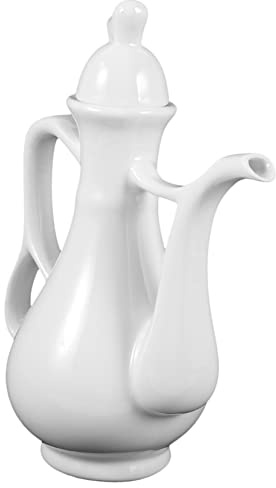 POPETPOP Ceramic Wine Pot and Ceramic Liquor Jug 280ml White Porcelain Home Wine Storage Bottle Chinese Style for Table and Bar
