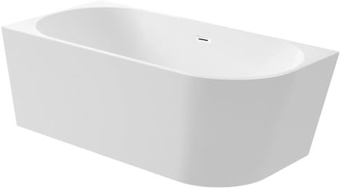 Aquauno, vasca angolare indipendente sinistra 160 x 80 cm, ovale in acrilico sanitario di alta qualità, vasca da bagno in acrilico con scarico click, troppopieno, copertura, telaio in acciaio e