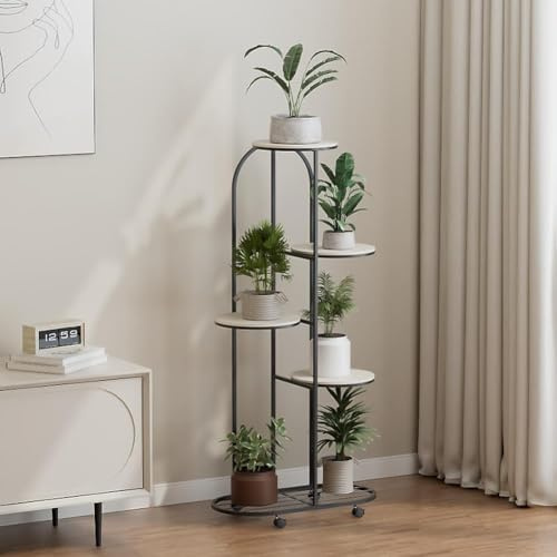 PortoAlegre Blumenständer Pflanzenständer Pflanzenregal Metall Pflanzentreppe Ecke Blumenregal Standregal Mit Rädern Für Wohnzimmer, Balkon Und Büro