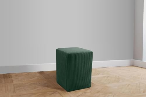DOMO. collection Polsterhocker Pontal, rechteckig, Cord Grün | Hocker mit Polsterung, rechteckiger Fußhocker mit Filzgleitern für Wohnzimmer, kompakte Maße 38 x 38 x 47 cm (BxTxH)