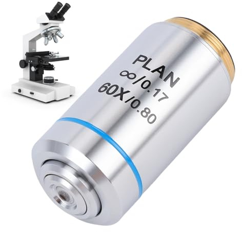 Tosuny 60X Microscope Objective Lens with 20.2mm RMS Thread for Biological Research, High Resolution Lens Multi-coated for Clear Cell and Blood Observation