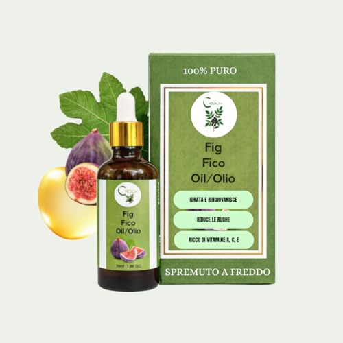 Olio di Fico 50ml - 100% Puro - Spremuto a Freddo - Siero Viso Anti Age - Idratante per Pelle Secca e Sensibile - Ricco di Vitamina E e Omega 3-6