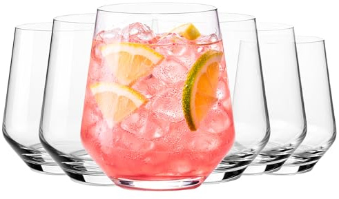 MIAMIO - Set di 6 Bicchieri da Acqua 420 ml, Bicchieri in Vetro, Bicchieri Alti, Set Bicchieri per Cucina, Bicchieri Tumbler - Lavabili in Lavastoviglie - Collezione Riva
