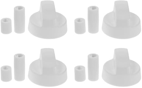 Angoily Lot de 4 Boutons de Commande Universels Blancs avec 12 Adaptateurs, Compatibles Cuisinière Électrique Gaz, Remplacement Boutons Brûleur de Plaque de Cuisson pour Usage