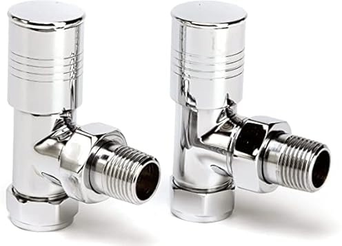 Greened House Arezzo Angled Chrome Finish Brass Radiator Valve/Towel Rail Valve 1/2 /15mm