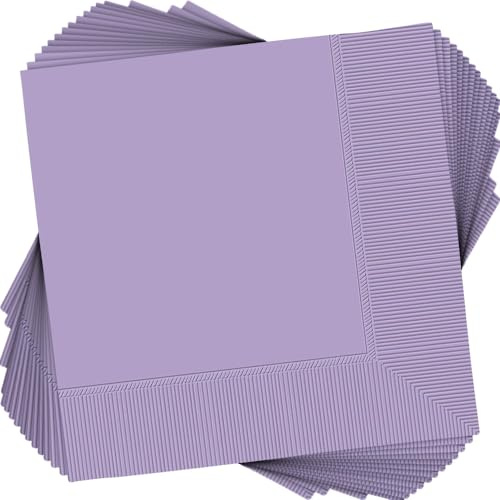 Festive Lavender 2-Ply Beverage Napkins - 5 x 5 , Count 40 (Pack of 1) - Durable, Absorbent & Vibrant - Perfect for Parties, Holidays & Special Occasions