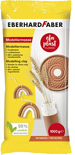 EBERHARD FABER 570183 - Modelliermasse lufttrocknend Terrakotta, 1 kg EFA Plast classic tonbasiert