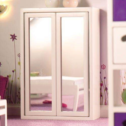 Dolls House Schlafzimmer-Schrank weiß Spiegel 4928