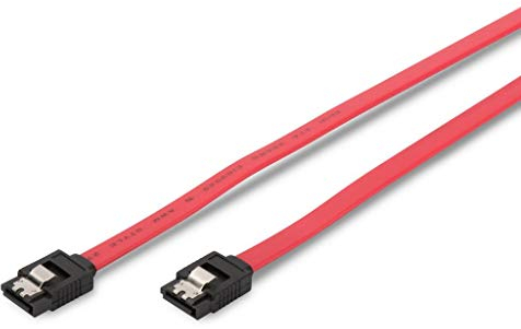 DIGITUS SATA III Anschlusskabel - L-Typ Buchse/Buchse - 0.3m - 6 Gbit/s - mit Verriegelung - SATA 3 - Datenkabel - passend für HDDs, SSDs oder optische Laufwerke - Rot