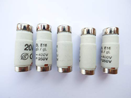 5X DL-Sicherung E16, Keramik 20A blau